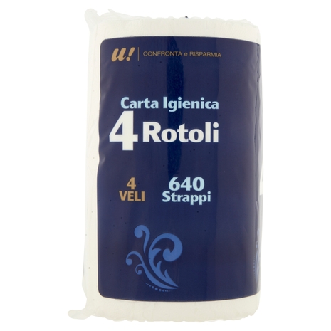 4 Rotoli Carta Igienica 4 Veli U! Confronta e Risparmia